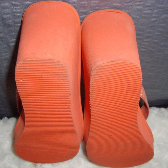 COLIN STUART Orange Sparkle Thong Flip Flop Platform Wedge Sandals Shoes sz 5 - Picture 8 of 9